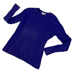 Winter Silks Size Large Blue Pullover Crew Neck Sweater Cotton Silk Blend